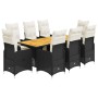 Garden table and chairs set 9 pieces with black PE rattan cushions by , Garden sets - Ref: Foro24-3277134, Price: 1,00 €, Dis...