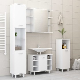 White engineered wood 4-piece bathroom furniture set by vidaXL, Bathroom furniture - Ref: Foro24-3056898, Price: 222,26 €, Di...