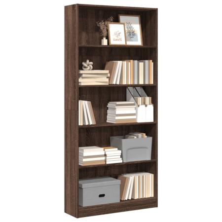 Estantería de madera de ingeniería marrón roble 80x24x176 cm de , Librerías y estanterías - Ref: Foro24-857859, Precio: 79,40...