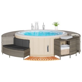 Borde bañera hidromasaje madera acacia y ratán sintético gris de , Accesorios para piscinas y spa - Ref: Foro24-365613, Preci...