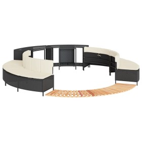 Acacia wood and black synthetic rattan whirlpool