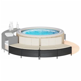 Set of 2 black PE rattan hot tub banks with