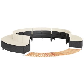 Acacia wood and black synthetic rattan whirlpool