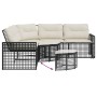 L-förmiges Gartensofa mit schwarzen PE-Rattan-Kissen und Fußhockern. | Foro24|Onlineshop| Casa, Jardín y Más Foro24.es