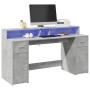 Escritorio con LED madera ingeniería gris hormigón 160x55x91 cm de , Escritorios - Ref: Foro24-3309432, Precio: 201,28 €, Des...