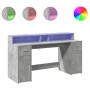 Desk with LED lights, engineered wood, gray concrete finish, 160x55x91 cm | Foro24|Onlineshop| Casa, Jardín y Más Foro24.es