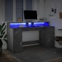 Desk with LED lights, engineered wood, gray concrete finish, 160x55x91 cm | Foro24|Onlineshop| Casa, Jardín y Más Foro24.es