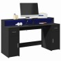 Engineered wood black desk with LED light 160x55x91 cm by , Desks - Ref: Foro24-3309430, Price: 217,88 €, Discount: %