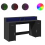 Engineered wood black desk with LED light 160x55x91 cm by , Desks - Ref: Foro24-3309430, Price: 217,88 €, Discount: %