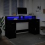 Schreibtisch mit LED-Licht aus schwarzem Ingenieurholz, 160x55x91 cm. von , Schreibtische - Ref: Foro24-3309430, Preis: 217,8...