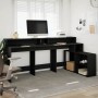 Desk with LED light, engineered wood, black, 200x104x91 cm by , Desks - Ref: Foro24-3309466, Price: 210,47 €, Discount: %