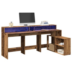 Engineered aged wood desk with LED lights