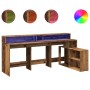 Engineered aged wood desk with LED lights 200x104x91 cm by , Desks - Ref: Foro24-3309472, Price: 198,57 €, Discount: %