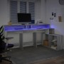 Escritorio con LED madera ingeniería gris sonoma 200x104x91 cm de , Escritorios - Ref: Foro24-3309470, Precio: 233,55 €, Desc...