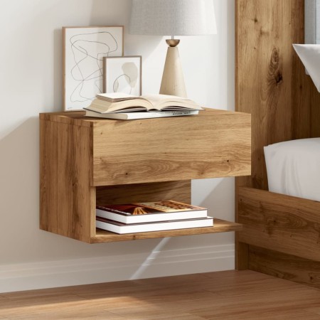 Wall-mounted bedside table 2 units oak artisan by , Nightstands - Ref: Foro24-856823, Price: 63,34 €, Discount: %