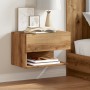 Wall-mounted bedside table 2 units oak artisan by , Nightstands - Ref: Foro24-856823, Price: 63,34 €, Discount: %