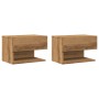 Wall-mounted bedside table 2 units oak artisan by , Nightstands - Ref: Foro24-856823, Price: 63,34 €, Discount: %