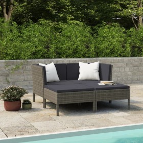 4-teiliges Gartenmöbel-Set und graue synthetische Rattankissen von vidaXL, Gartensets - Ref: Foro24-3056968, Preis: 242,99 €,...