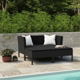 4-teiliges Gartenmöbel-Set und schwarze Kissen aus synthetischem Rattan von vidaXL, Gartensets - Ref: Foro24-3056967, Preis: ...