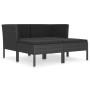 Set de muebles de jardín 4 pzas y cojines ratán sintético negro de vidaXL, Conjuntos de jardín - Ref: Foro24-3056967, Precio:...