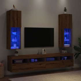 TV furniture with LED lights 2 units handmade oak