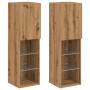 TV furniture with LED lights 2 units handmade oak 30.5x30x102 cm | Foro24|Onlineshop| Casa, Jardín y Más Foro24.es