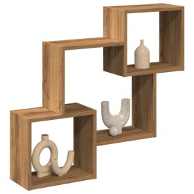 Engineered oak wood handmade wall cabinet 78x18x71 cm by , Shelves and shelves - Ref: Foro24-854813, Price: 40,24 €, Discount: %