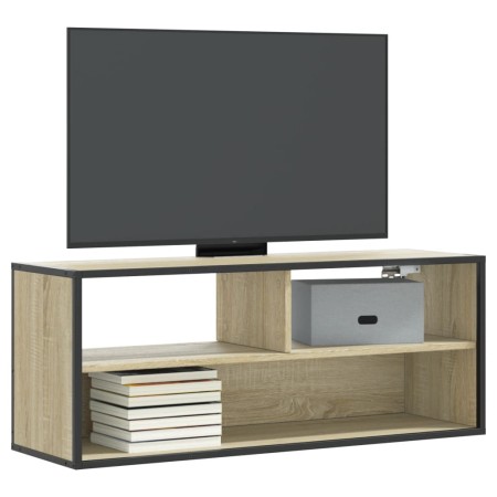 TV-Möbel aus Holzwerkstoff und Metall in Eiche Sonoma, 100x31x39,5 cm. von , TV-Möbel - Ref: Foro24-848935, Preis: 81,87 €, R...