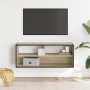 TV stand made of engineered wood and Sonoma oak metal, measuring 100x31x39.5 cm. by , TV Furniture - Ref: Foro24-848935, Pric...