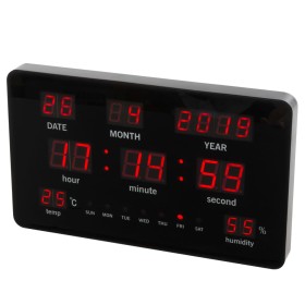 Perel Reloj LED de pared negro 37,8 x 25,8 cm de Perel, Relojes de pared - Ref: Foro24-432672, Precio: 144,40 €, Descuento: %