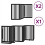 Folding dog gate 12 panels black poplar wood 600 cm by , Dog kennels and fences - Ref: Foro24-3155657, Price: 244,93 €, Disco...