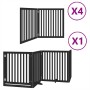 Folding dog gate, 12 panels, black poplar wood, 960 cm by , Dog kennels and fences - Ref: Foro24-3155688, Price: 341,84 €, Di...