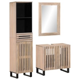 Set of 3-piece solid mango wood bathroom