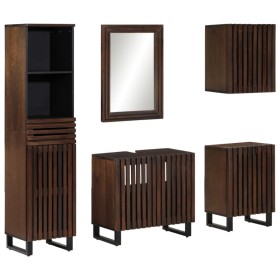 Conjunto de muebles de baño 5 piezas madera maciza de mango de , Muebles de baño - Ref: Foro24-3217099, Precio: 477,82 €, Des...