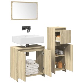 Set de muebles de baño 3 pzas madera contrachapada roble Sonoma de , Muebles de baño - Ref: Foro24-3324973, Precio: 116,93 €,...