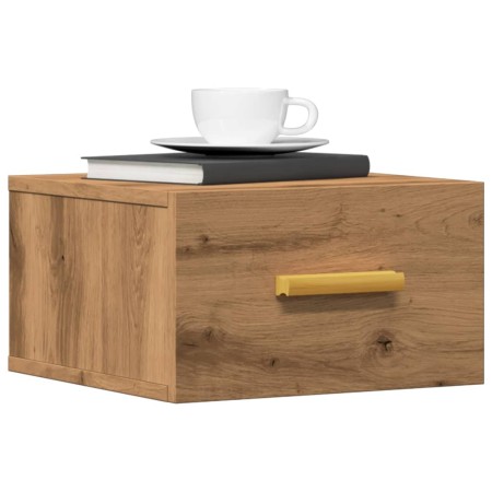 Wall-mounted bedside table in artisan oak color, 35x35x20 cm. by , Nightstands - Ref: Foro24-857065, Price: 38,90 €, Discount: %