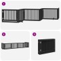 Folding dog gate with 6 panels, made of black poplar wood, 480 cm. by , Dog kennels and fences - Ref: Foro24-3155681, Price: ...