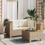 Corner garden sofas with 2 synthetic rattan beige cushions by , Outdoor sofas - Ref: Foro24-365916, Price: 183,36 €, Discount: %