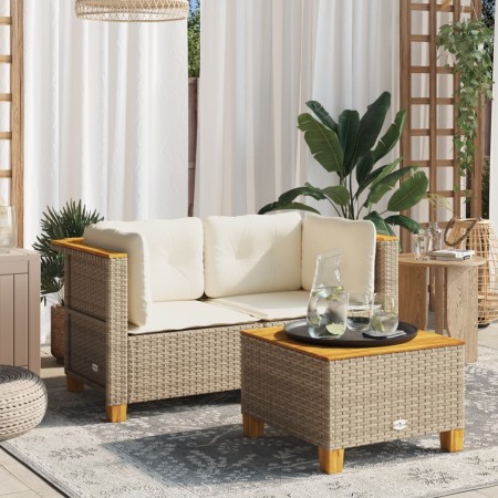 Gartenecksofas mit 2 Kissen aus synthetischem Rattan in Beige. von , Outdoor-Sofas - Ref: Foro24-365916, Preis: 183,36 €, Rab...