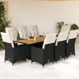 9-piece garden dining set with black synthetic