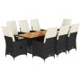 Set de comedor de jardín 9 pzas y cojines ratán sintético negro | Foro24|Onlineshop| Casa, Jardín y Más Foro24.es