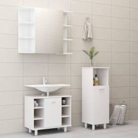 Juego muebles de baño 3 pzas madera de ingeniería blanco brillo de vidaXL, Muebles de baño - Ref: Foro24-3056949, Precio: 165...