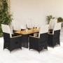 Garden table and chairs set 7 pieces with black PE rattan cushions by , Garden sets - Ref: Foro24-3276965, Price: 909,75 €, D...