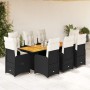 Set de mesa y sillas de jardín 9 pzas y cojines ratán PE negro | Foro24|Onlineshop| Casa, Jardín y Más Foro24.es