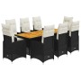 Set de mesa y sillas de jardín 9 pzas y cojines ratán PE negro | Foro24|Onlineshop| Casa, Jardín y Más Foro24.es