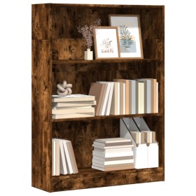 Engineered wood smoked oak bookshelf 80x24x109 cm