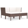 Set muebles de jardín 4 piezas y cojines ratán sintético marrón de vidaXL, Conjuntos de jardín - Ref: Foro24-3056965, Precio:...