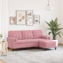 Sofá de 3 plazas con taburete de terciopelo rosa180 cm de , Sofás - Ref: Foro24-3278270, Precio: 339,05 €, Descuento: %