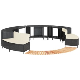 Acacia wood and black synthetic rattan whirlpool