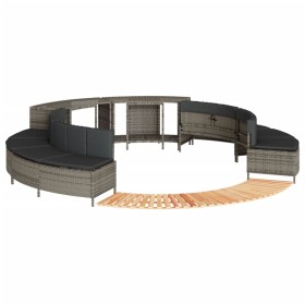 Acacia wood and gray synthetic rattan whirlpool